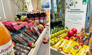 Das Foto zeigt das Willkommensbuffet im Voith Verwaltungsgebäude