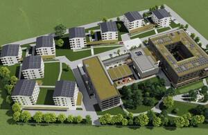 Das Bild zeigt die Visualisierung des neuen Wohnquartiers 